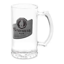 Bundaberg Rum Bundy Bear Metal Badge 500ml Glass Stein - Premium Barware