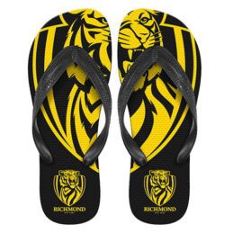 Richmond Tigers AFL Aussie Rules Footy Thongs Plugger Flip Flops