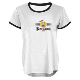 Bundaberg Rum Bundy Bear Ladies White Black Ringer Top Shirt - Collector Apparel
