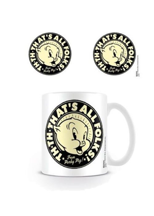 Looney Tunes Porky Pig That's All Folks! Character Coffee Mug Cup 1 Looney Tunes Porky Pig That's All Folks! Character Coffee Mug Cup