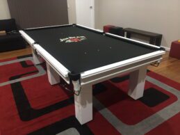 NPC Pool Snooker Billiard Table 9ft White with Jim Beam Felt