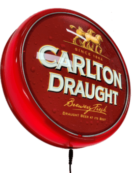 Carlton Draught Beer LED Bar Lighting Wall Sign Light Button