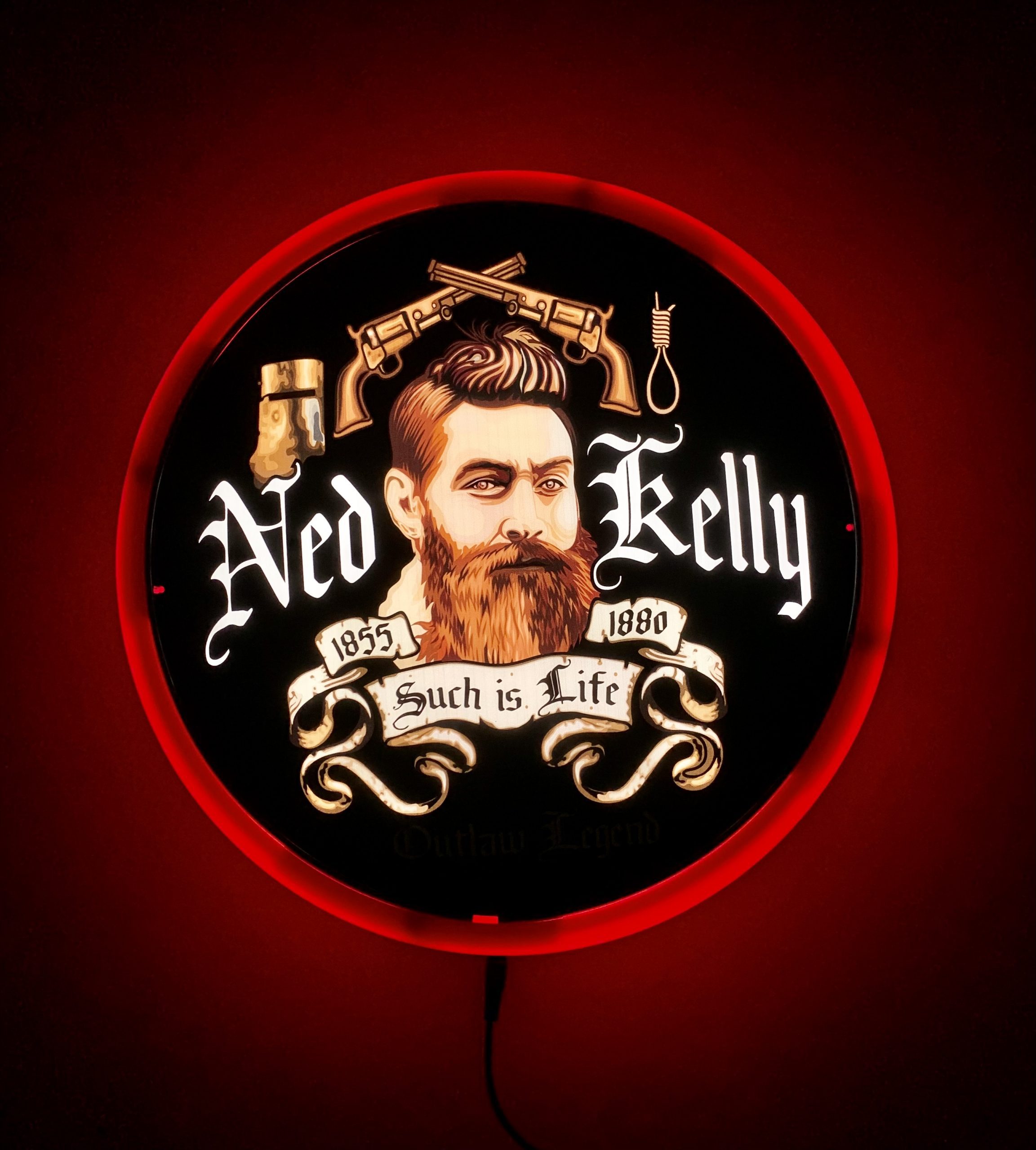 Ned Kelly Such is Life LED Bar Lighting Wall Sign Light RED Button 2 Ned Kelly Such is Life LED Bar Lighting Wall Sign Light RED Button - Image 2