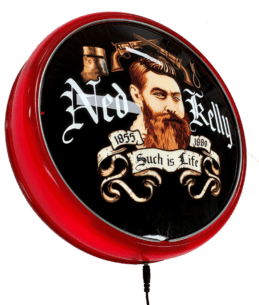Ned Kelly Such is Life LED Bar Lighting Wall Sign Light RED Button
