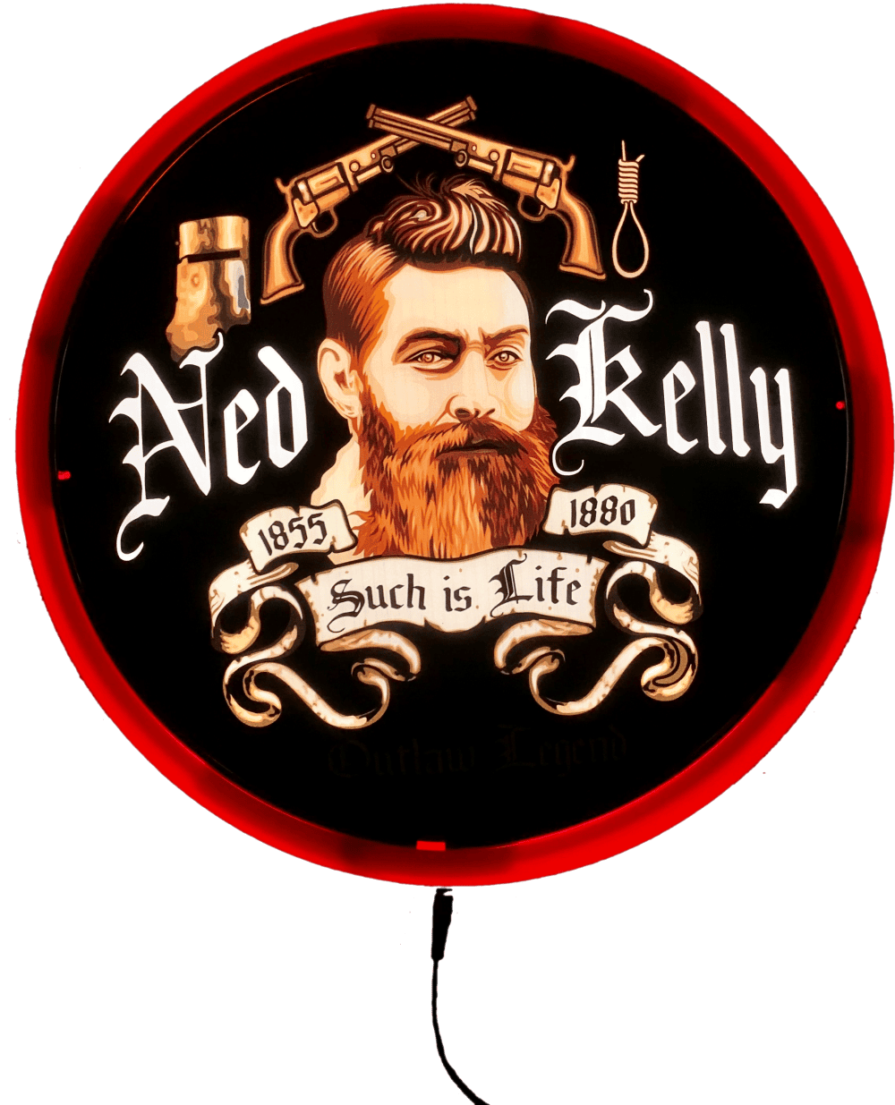 Ned Kelly Such is Life LED Bar Lighting Wall Sign Light RED Button 3 Ned Kelly Such is Life LED Bar Lighting Wall Sign Light RED Button - Image 3