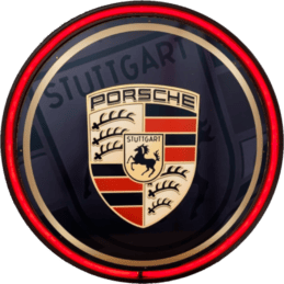 LARGE Porsche Bar Garage Wall Light Sign RED Neon