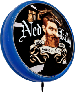 Ned Kelly Such is Life LED Bar Lighting Wall Sign Light Button Light Blue