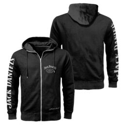 Jack Daniels JLH Zip Hoody Jumper Jacket Sweater Black