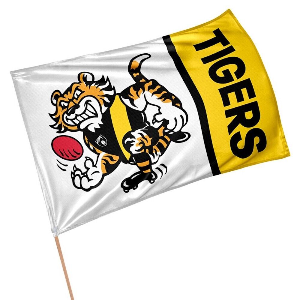 Richmond Tigers AFL Retro Mascot Design GAME DAY Pole Flag Banner 1 Richmond Tigers AFL Retro Mascot Design GAME DAY Pole Flag Banner