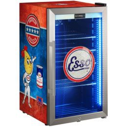 Esso Vintage Fuel Pump Branded Triple Glazed Alfresco 98 Litre Bar Fridge With LED Strip Lights