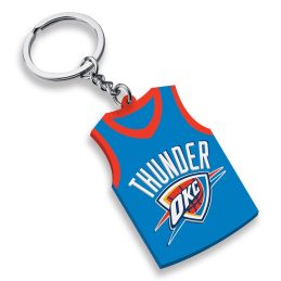 OKC Oklahoma City Thunder NBA Basketball Rubber Keyring with Team Logo Screen Print