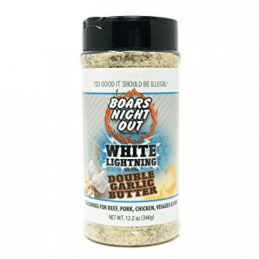 Boars Night Out White Lightning Double Garlic Butter BBQ Rub 346g - Premium Garlic Butter Seasoning for Steak, Chicken, Pork, Seafood & Veggies
