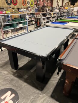 Standard Modern Black Pool Snooker Billiard Table 8ft Silver Felt