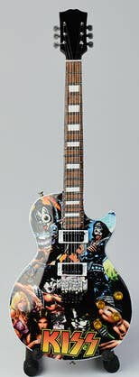 KISS Miniature Guitar Kiss Miniature Guitar Display – Music Memorabilia Display