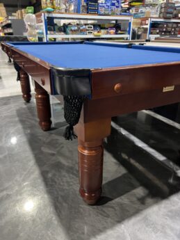 Standard Traditional Walnut Pool Snooker Billiard Table 8ft Slate Blue Felt