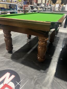 NPC Pool Table 8ft Classic Light Walnut with Olive Green Felt Black Chrome Fittings
