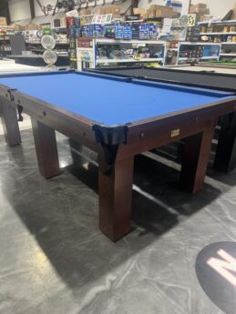 Standard Modern Rustic Dark Walnut Pool Snooker Billiard Table 8ft Slate Blue Felt